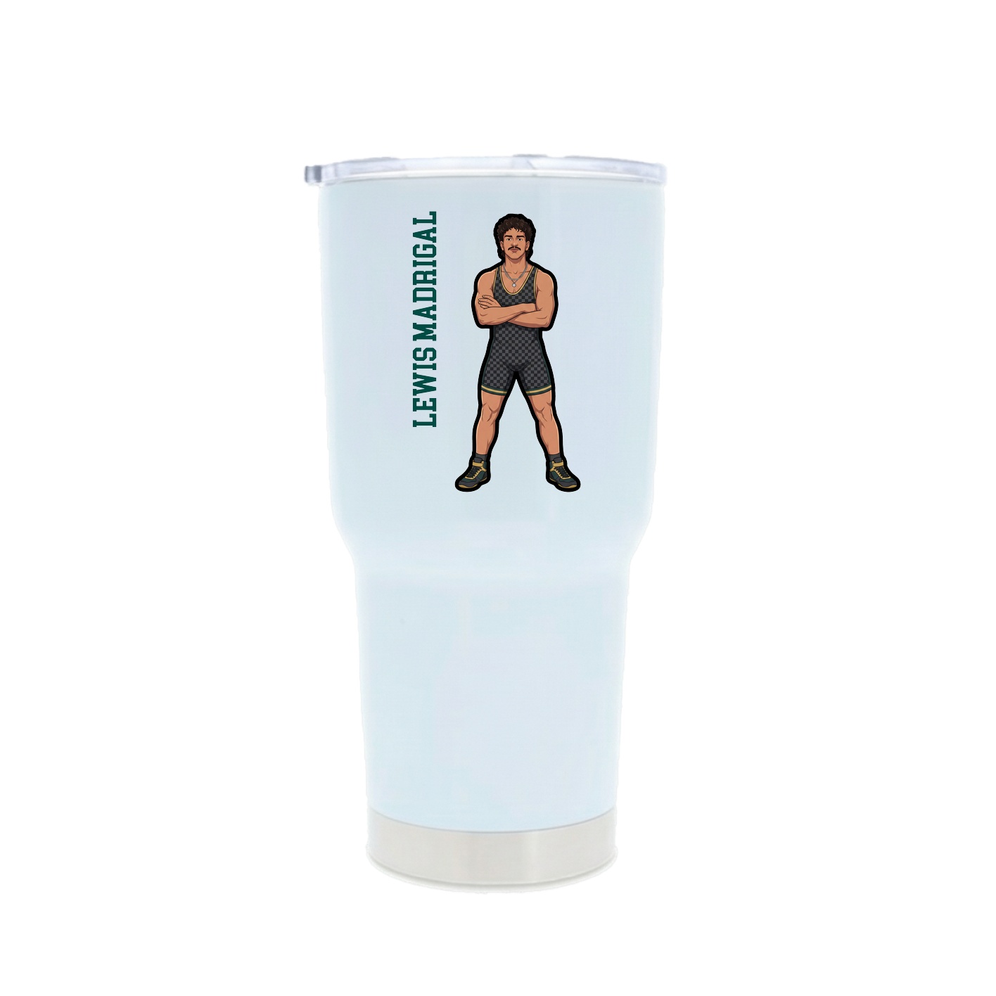 30oz Stainless Steel Tumbler — Name Vertical in White