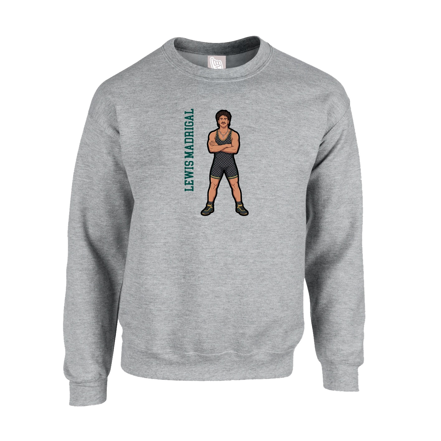Fleece Crew — Name Vertical in Grey