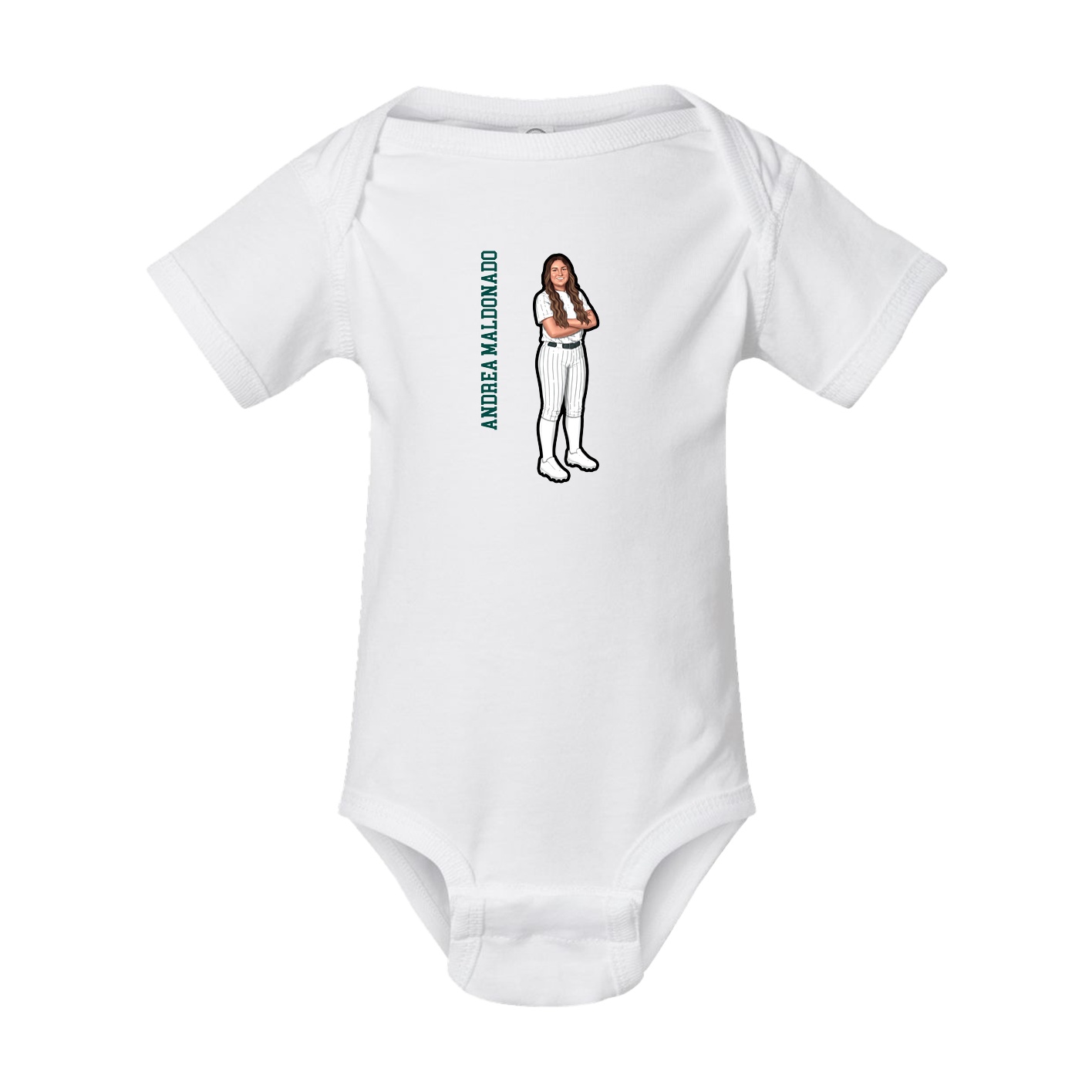 Baby Onesie — Name Vertical in White