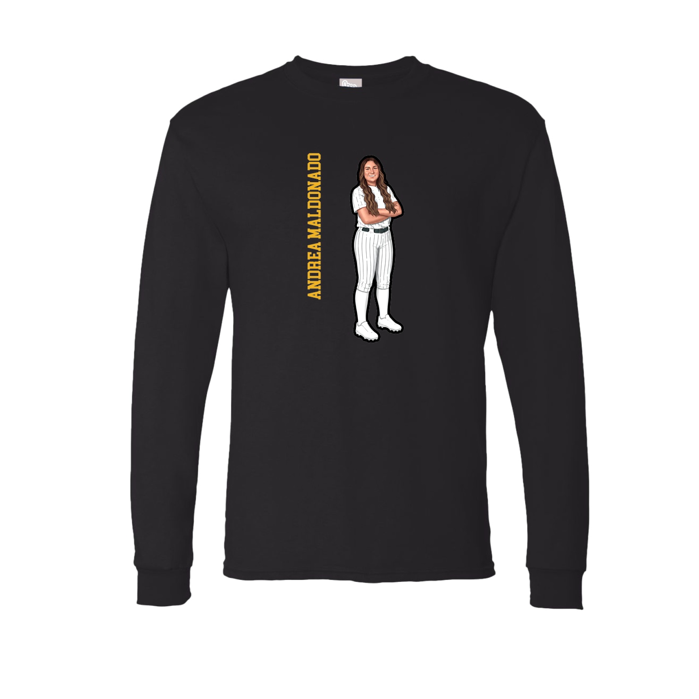 Long Sleeve Tee — Name Vertical in Black