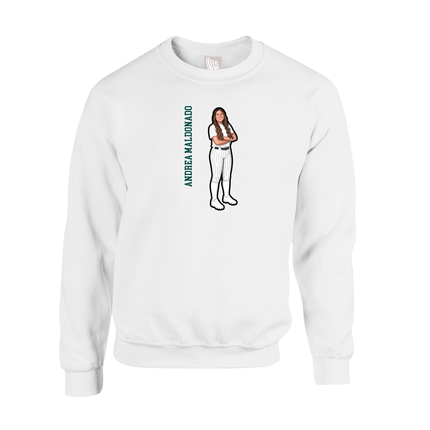 Fleece Crew — Name Vertical in White