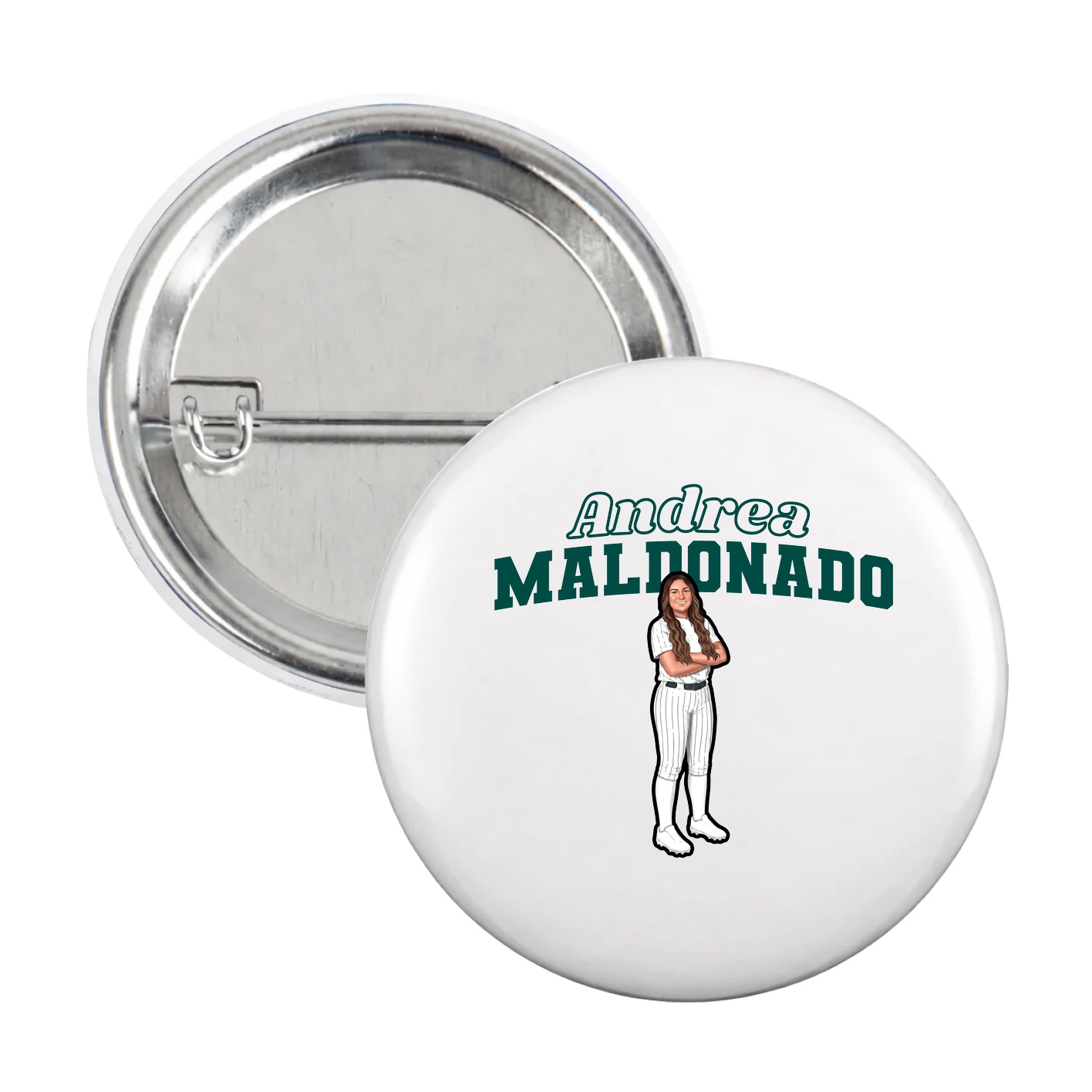 Game Day Button — Name Arch in White