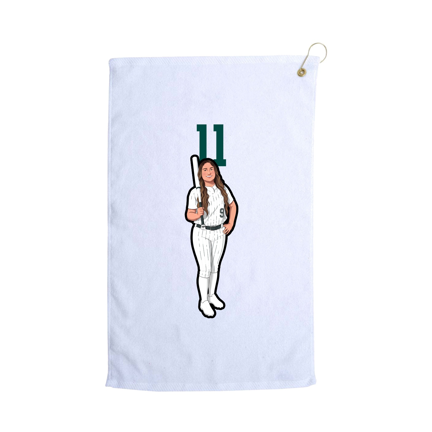 Golf Towel — Number Top in White