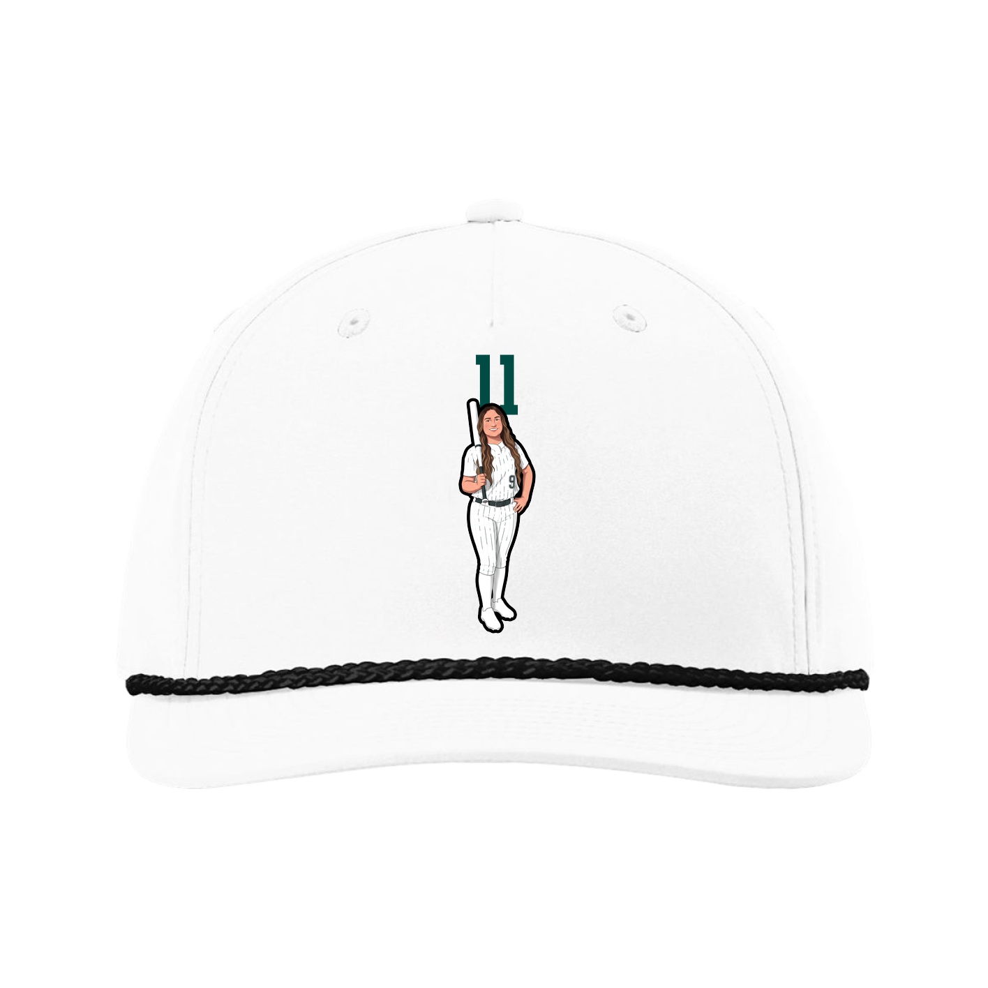 Five-Panel Classic Rope Cap — Number Top in White