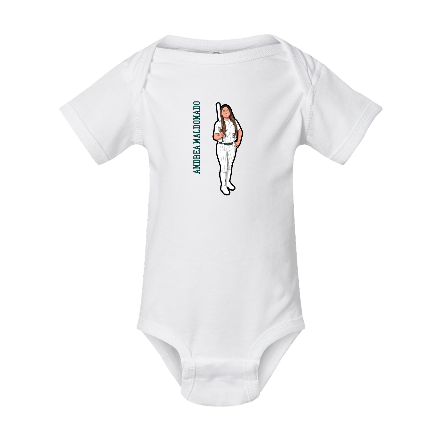 Baby Onesie — Name Vertical in White