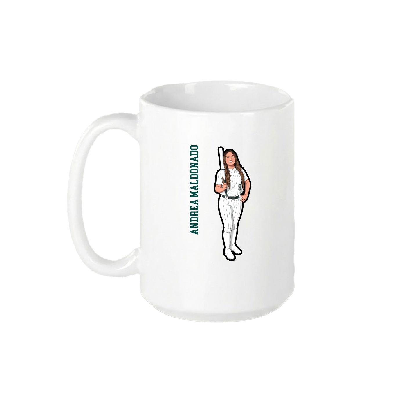15oz Coffee Mug — Name Vertical in White