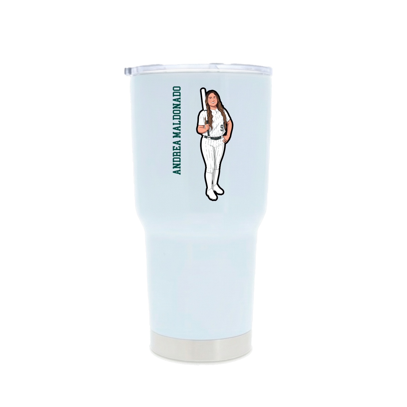 30oz Stainless Steel Tumbler — Name Vertical in White