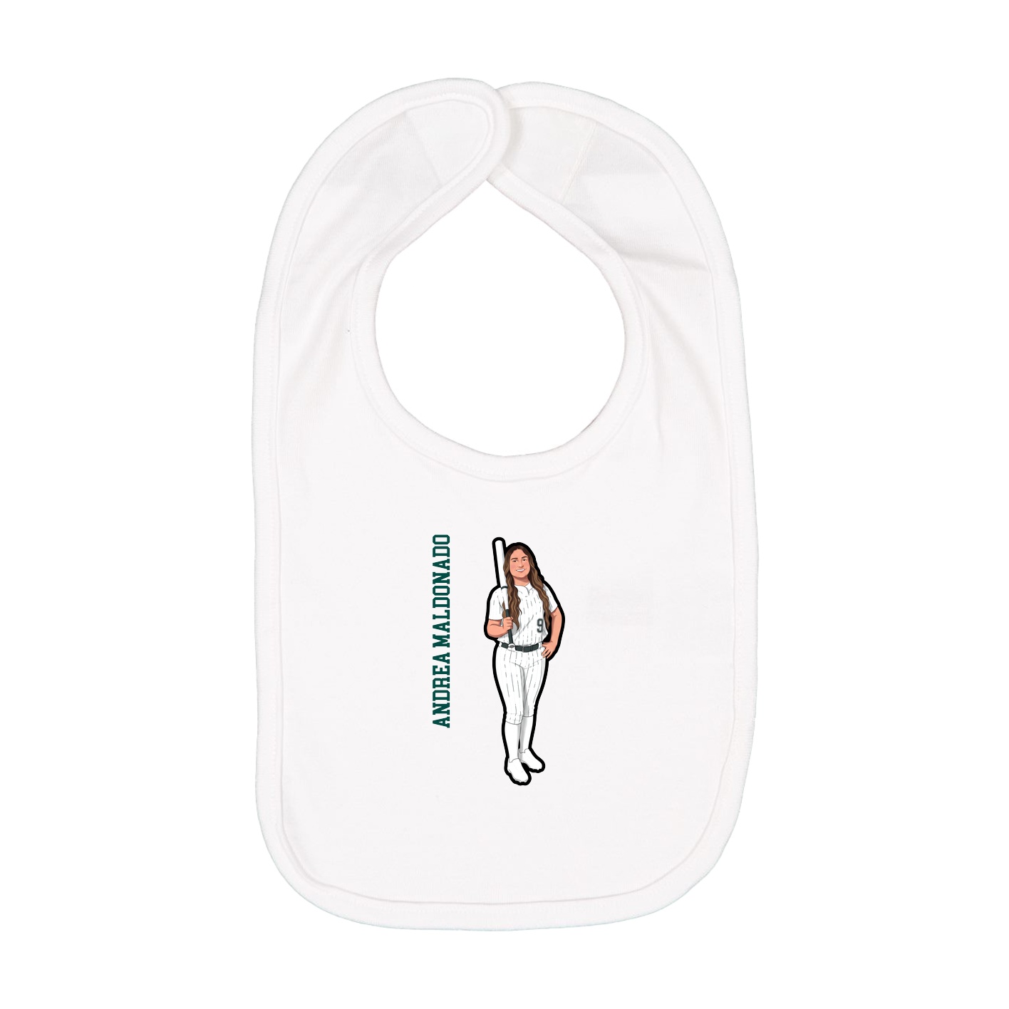 Infant Bib — Name Vertical in White