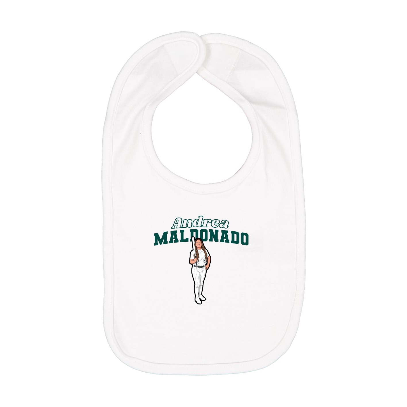 Infant Bib — Name Arch in White