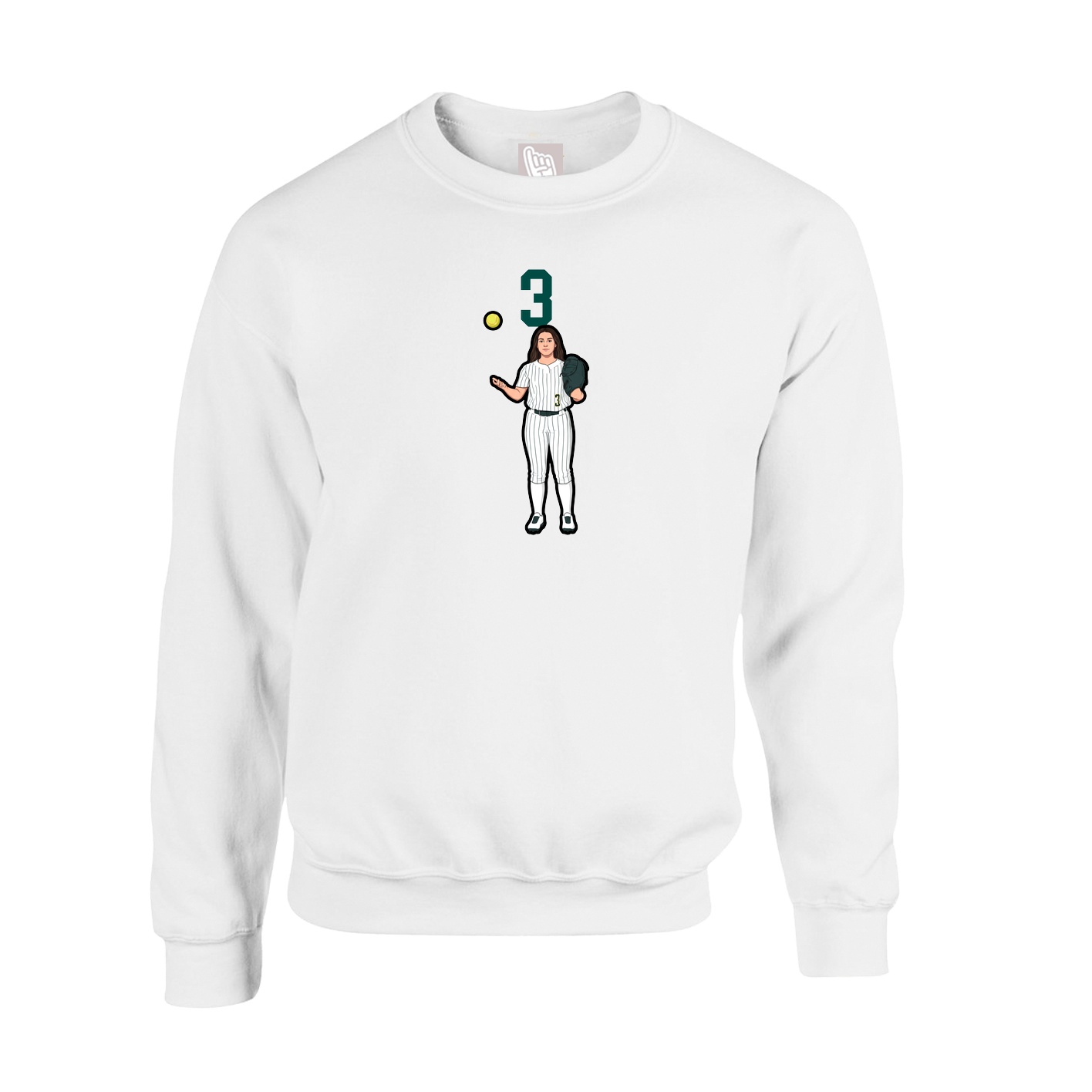 Fleece Crew — Number Top in White