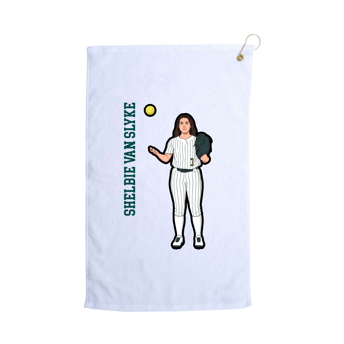 Golf Towel — Name Vertical in White