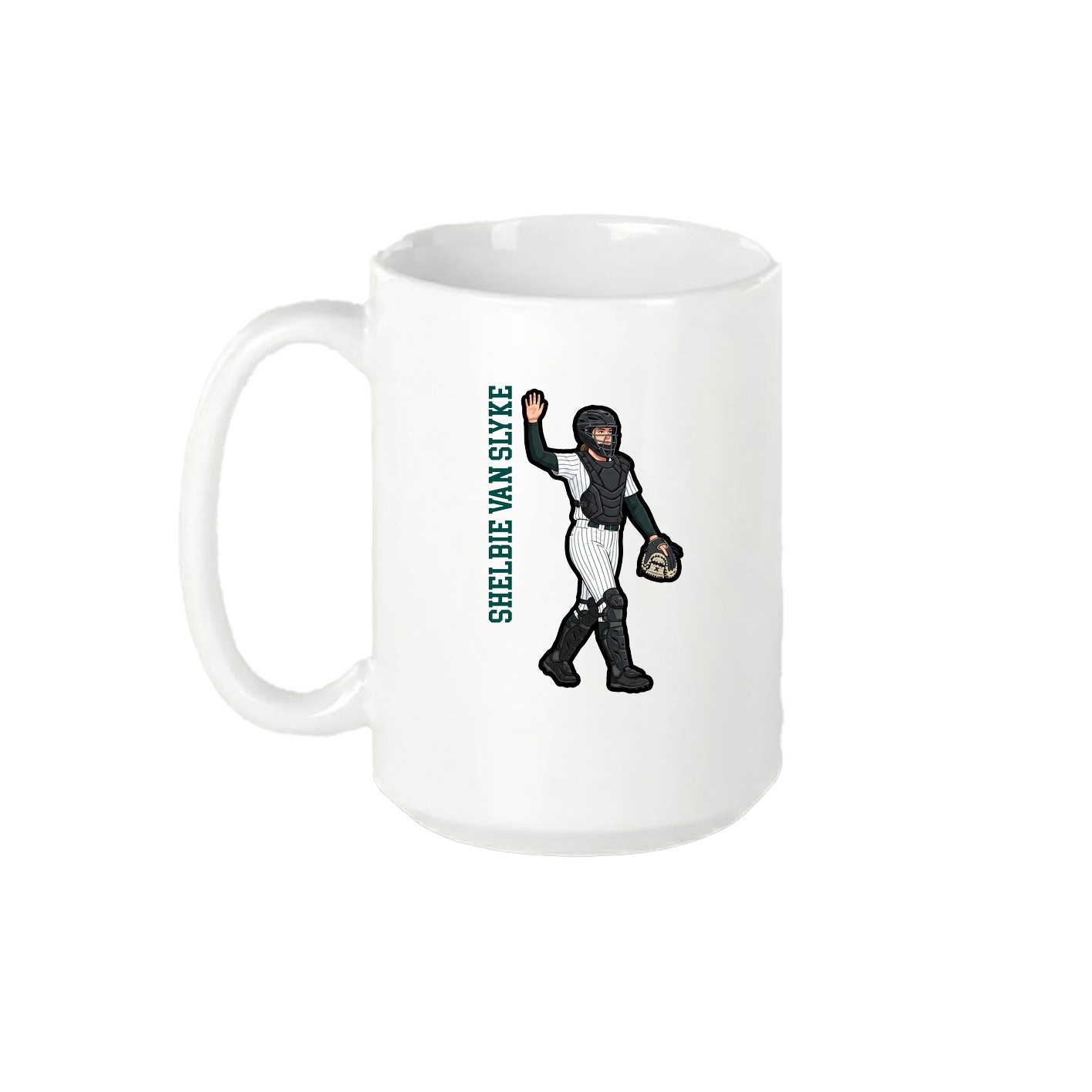 15oz Coffee Mug — Name Vertical in White