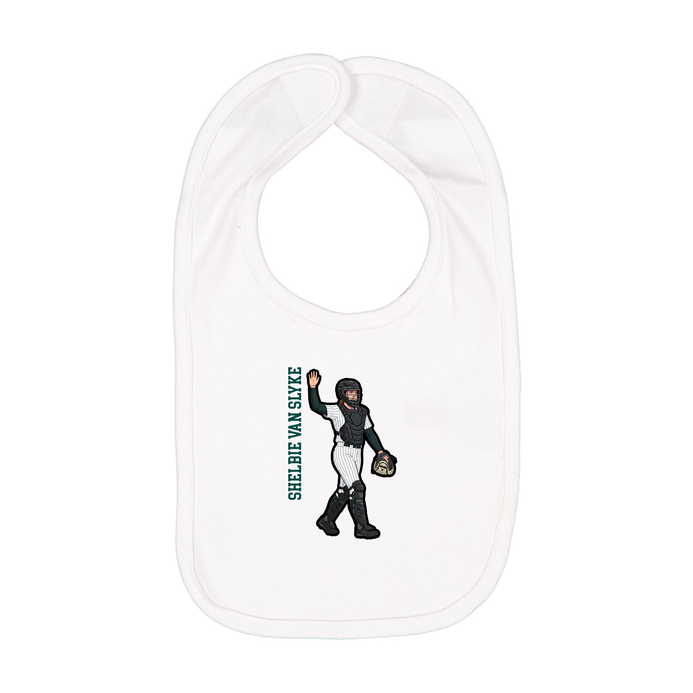 Infant Bib — Name Vertical in White