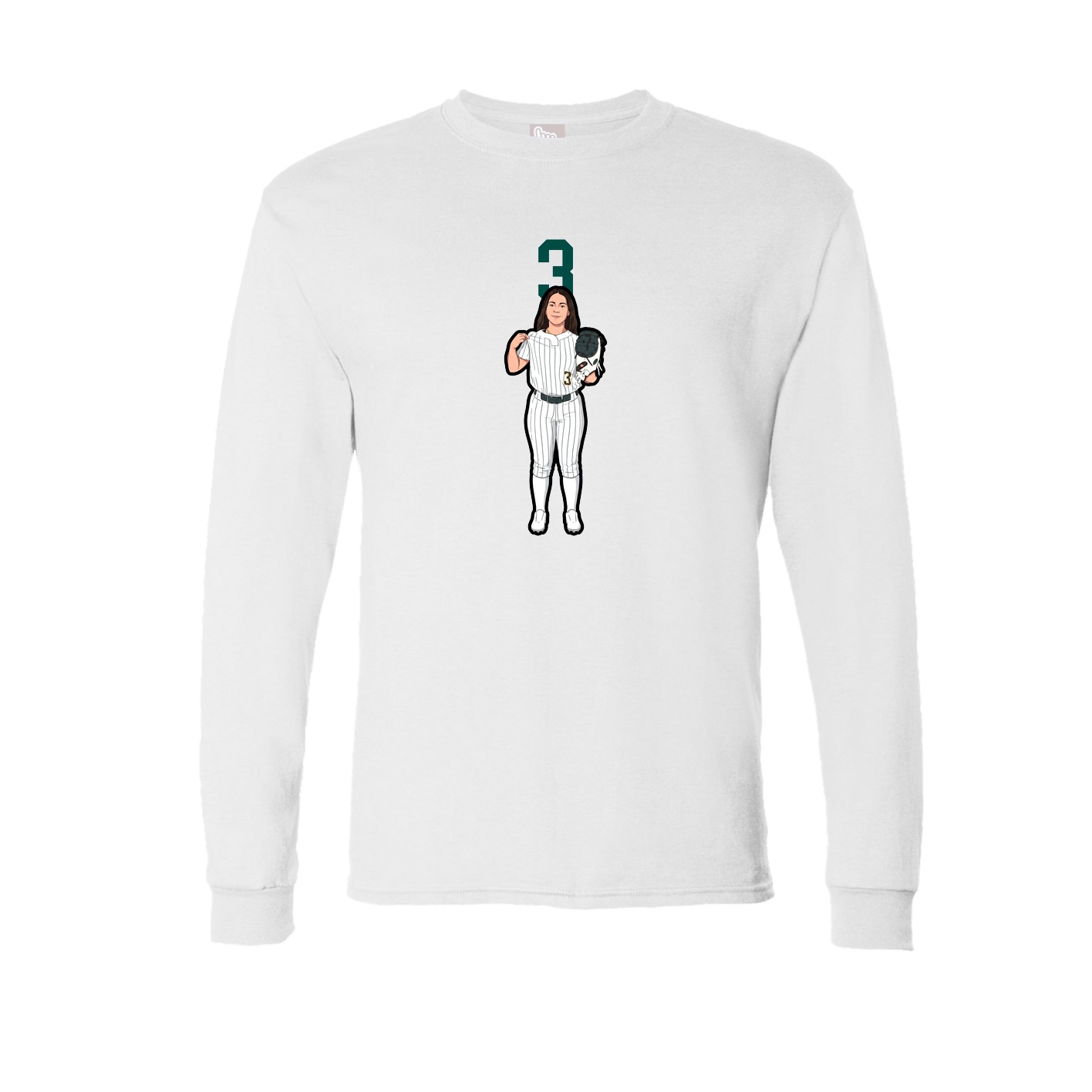 Long Sleeve Tee — Number Top in White