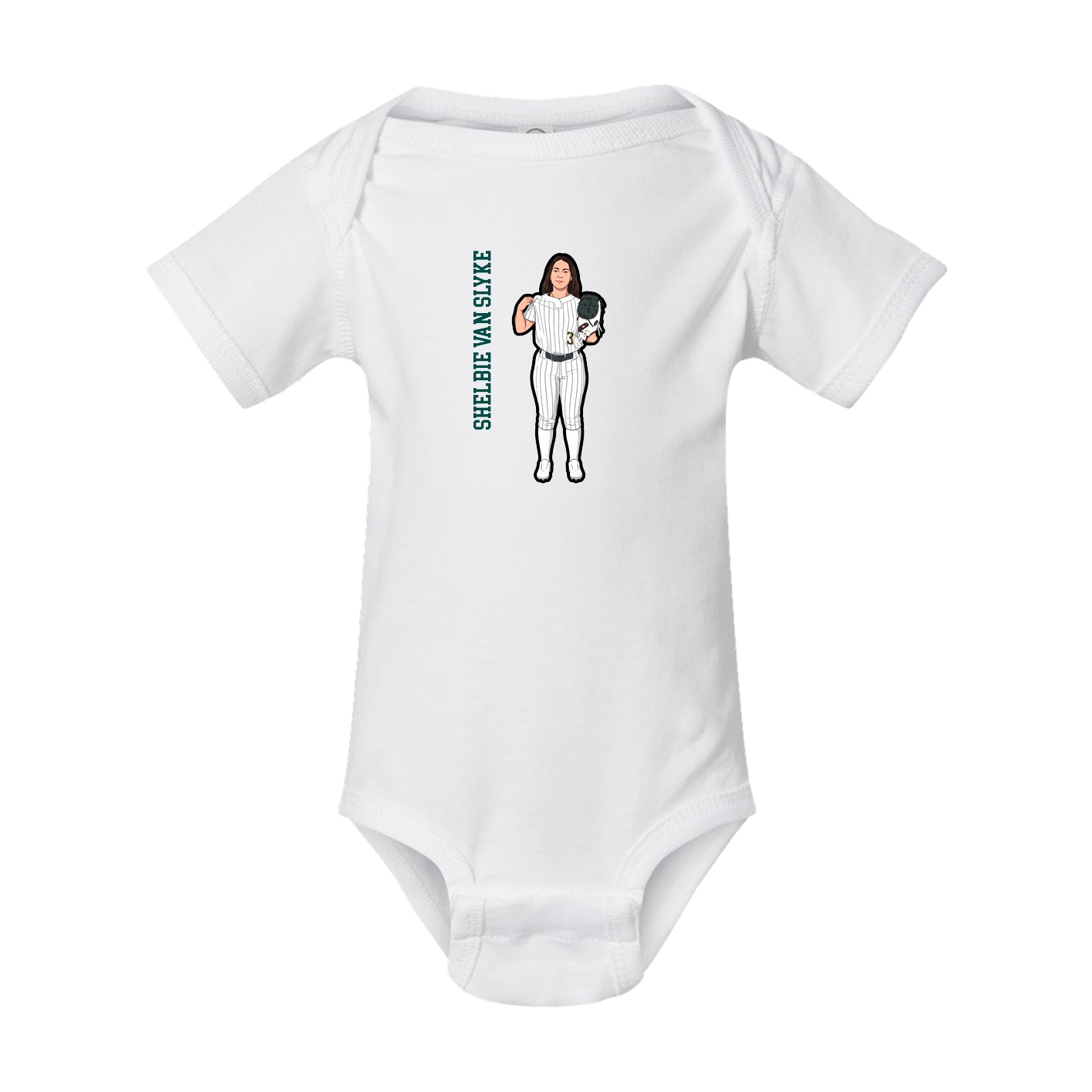 Baby Onesie — Name Vertical in White