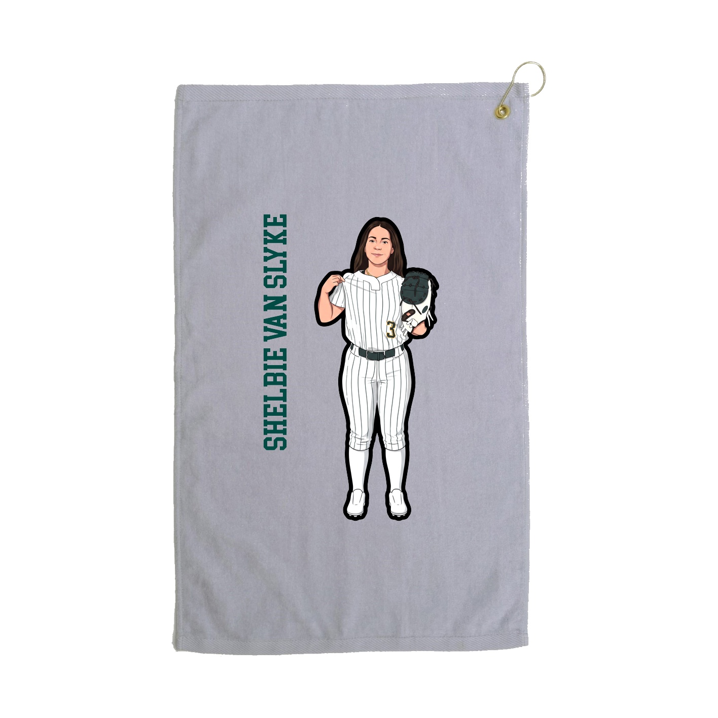 Golf Towel — Name Vertical in Grey