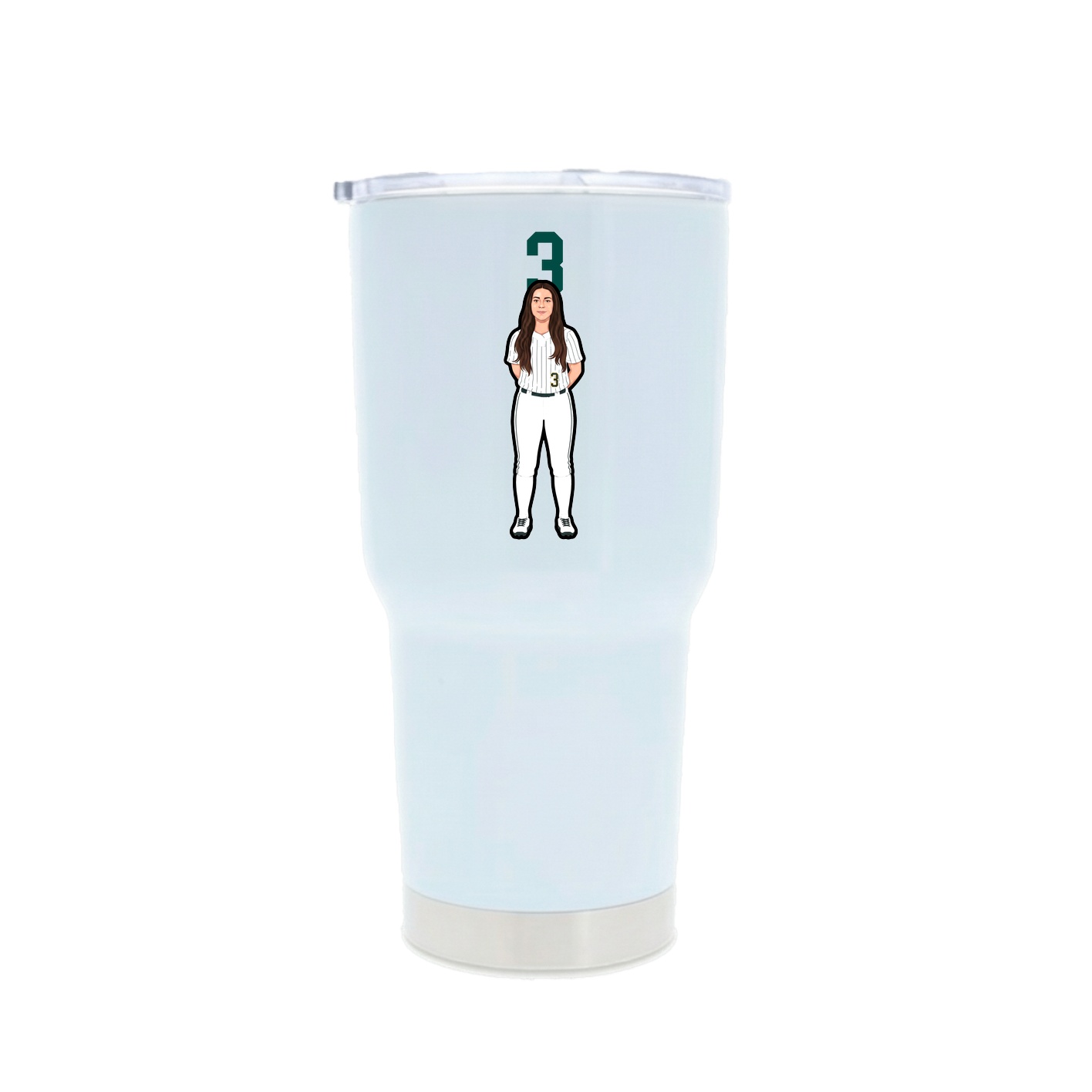 30oz Stainless Steel Tumbler — Number Top in White