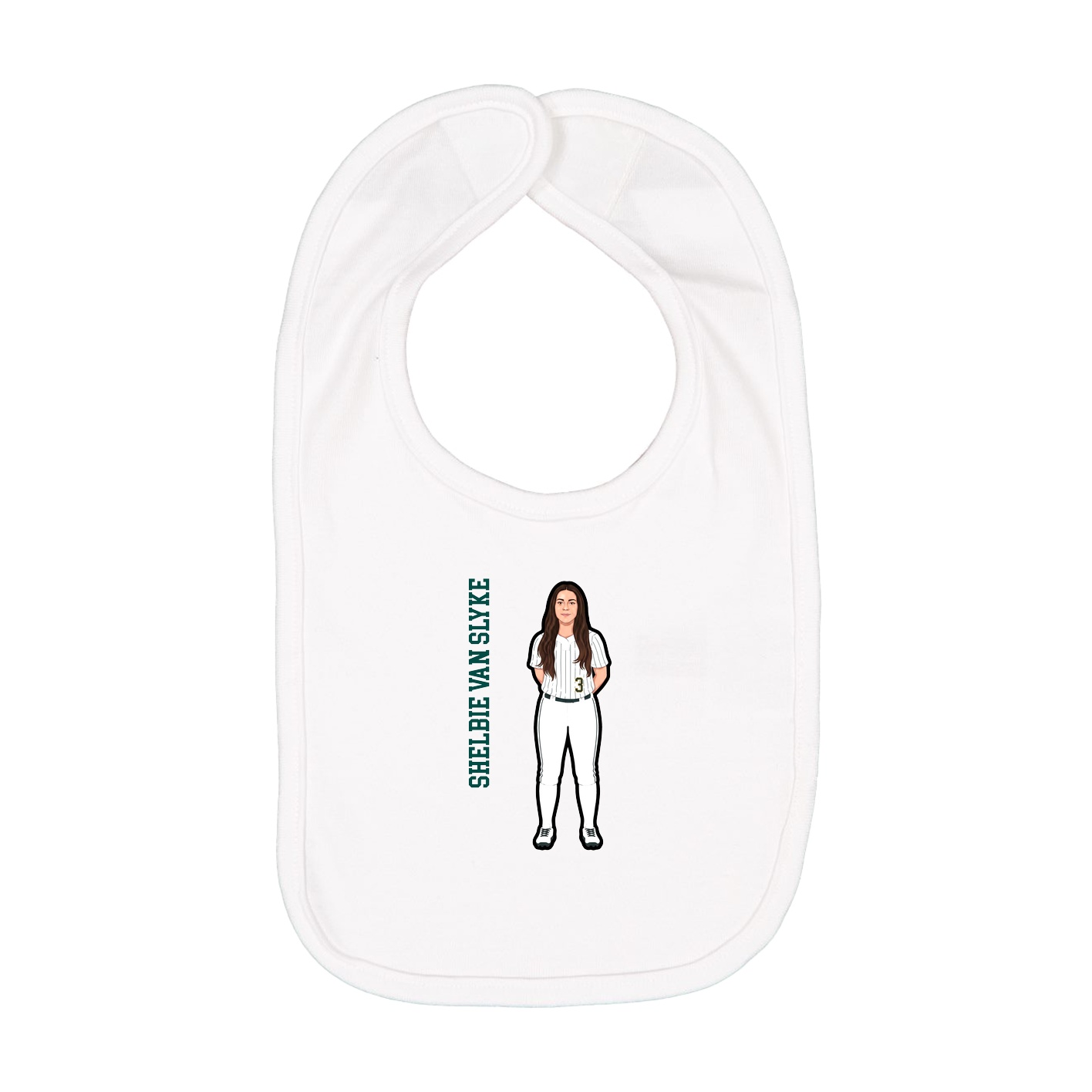 Infant Bib — Name Vertical in White