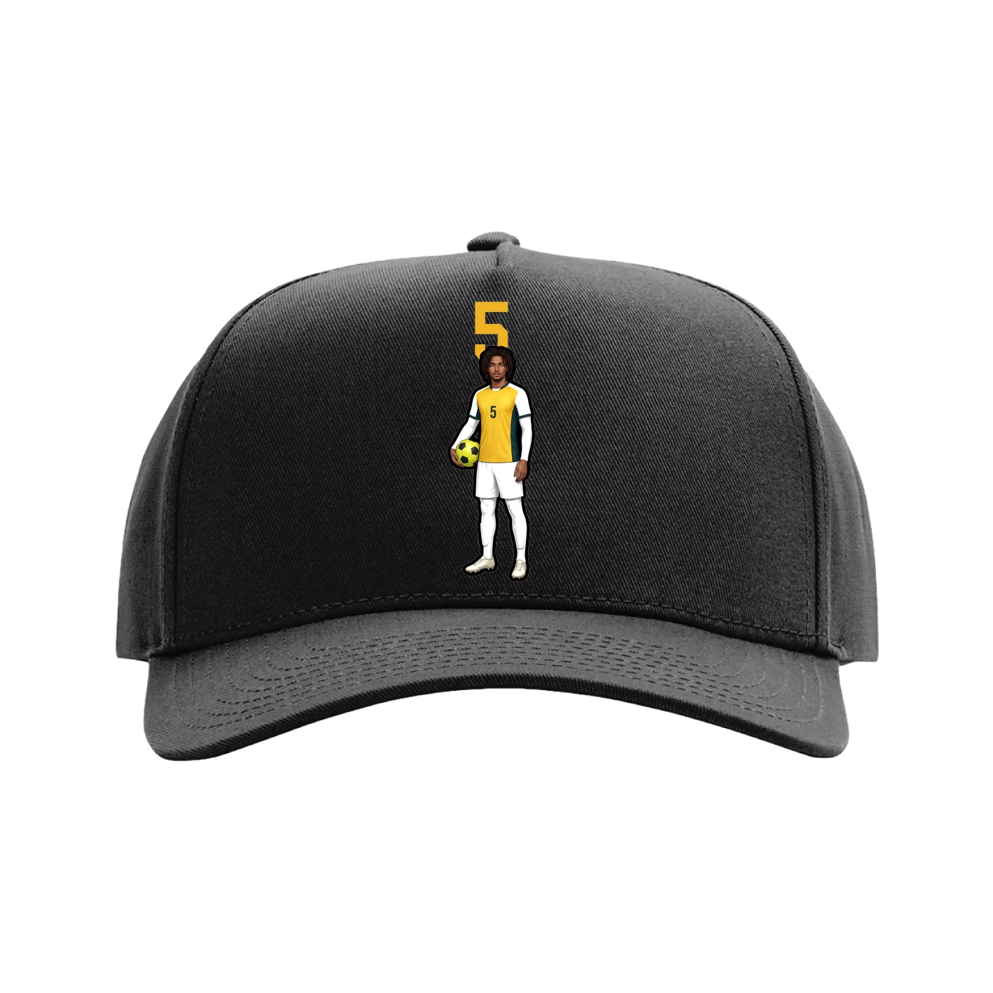 Full Fabric Five-Panel Champ Cap — Number Top in Black