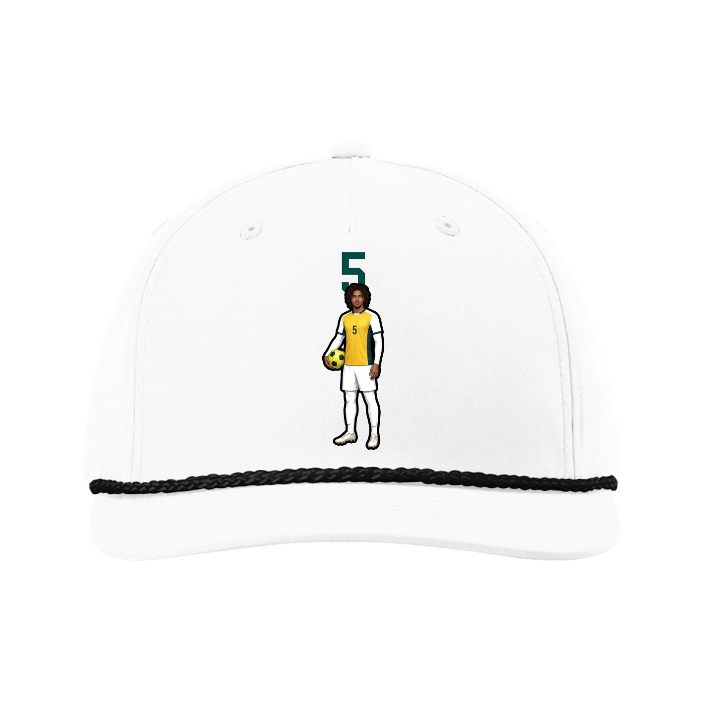 Five-Panel Classic Rope Cap — Number Top in White