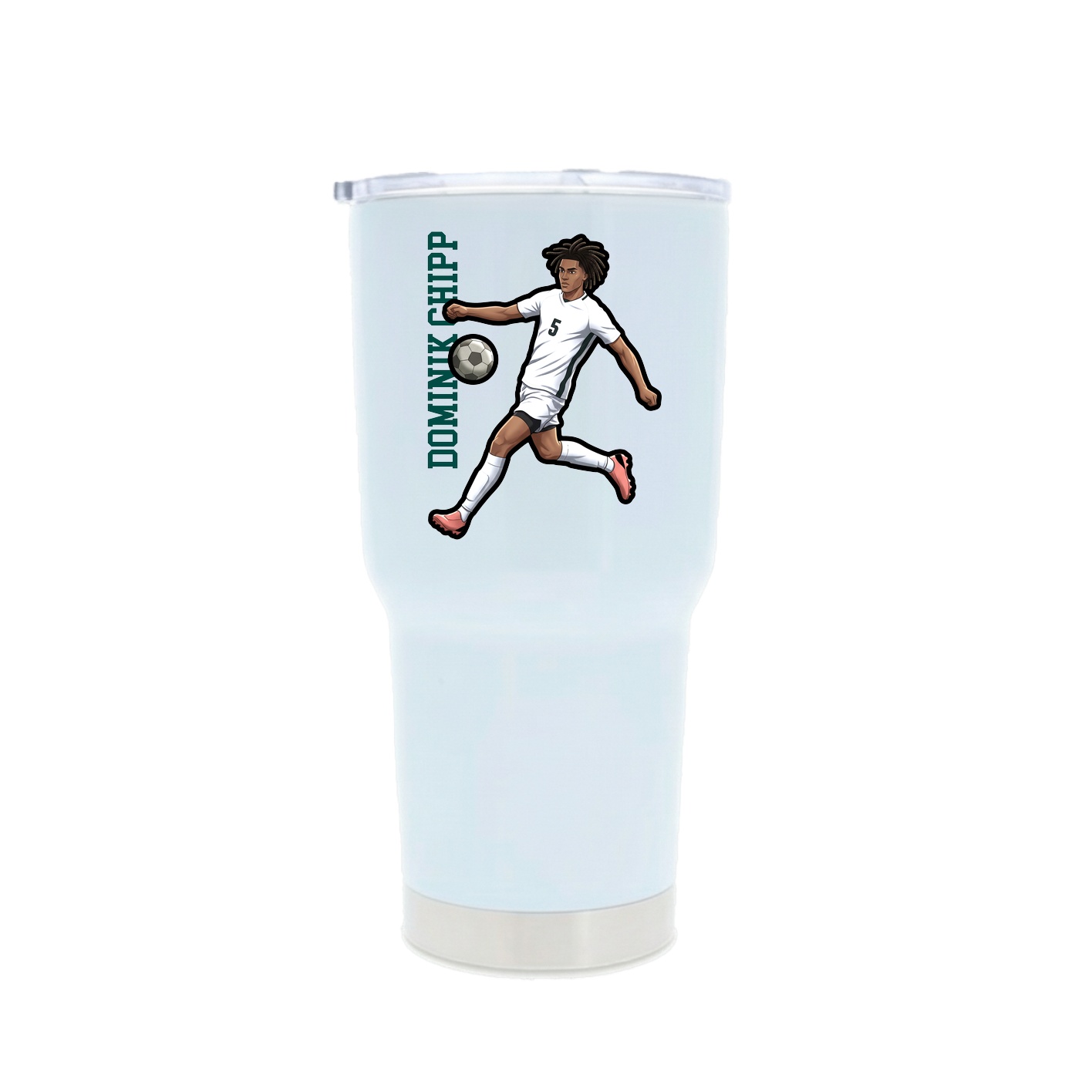 30oz Stainless Steel Tumbler — Name Vertical in White