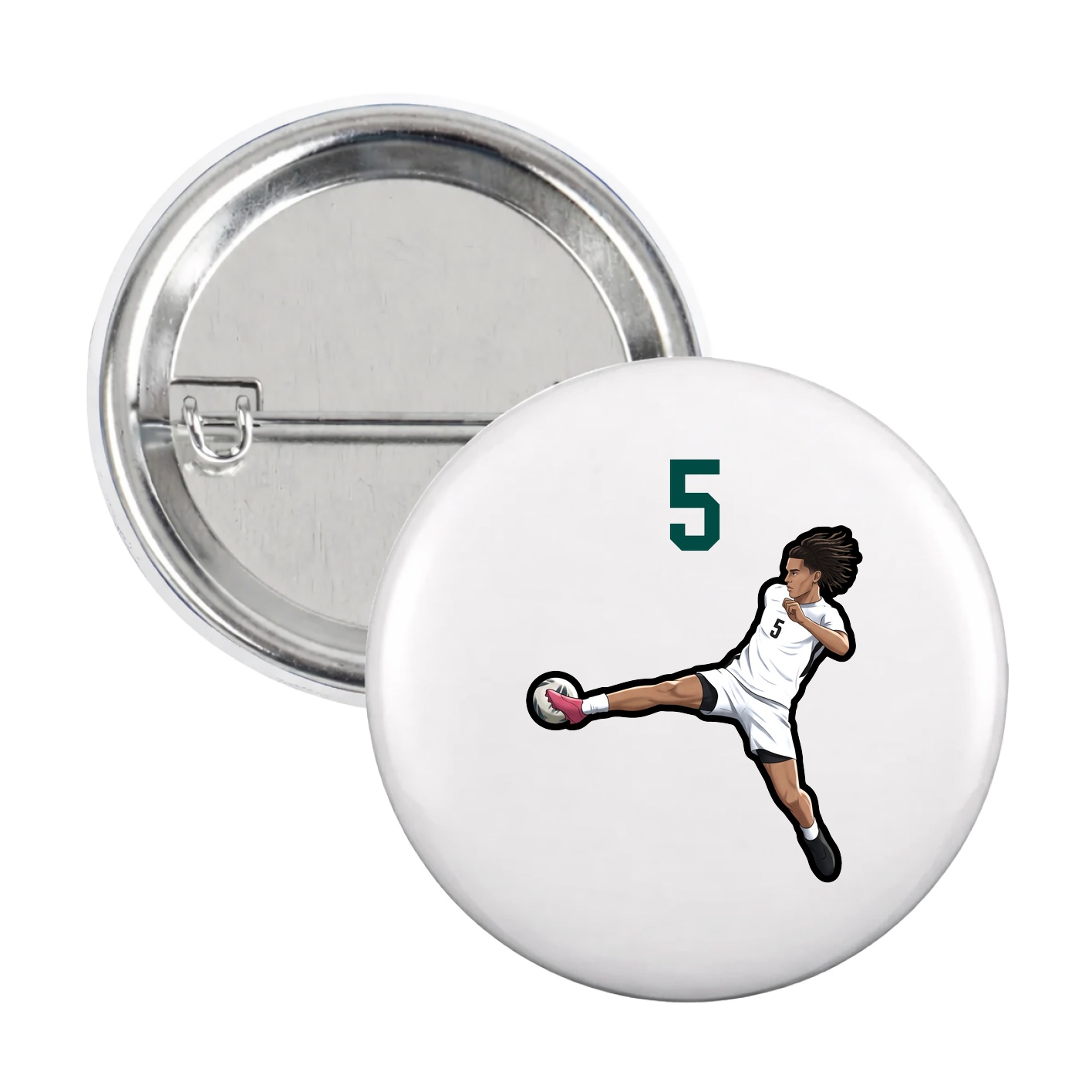 Game Day Button — Number Top in White