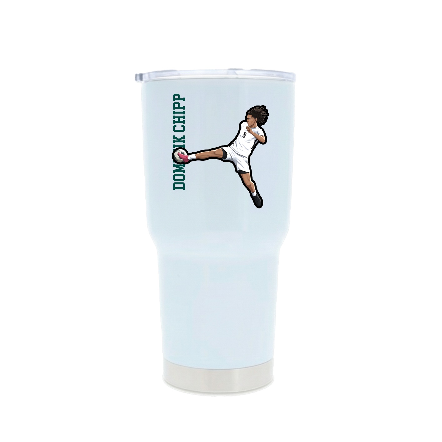 30oz Stainless Steel Tumbler — Name Vertical in White