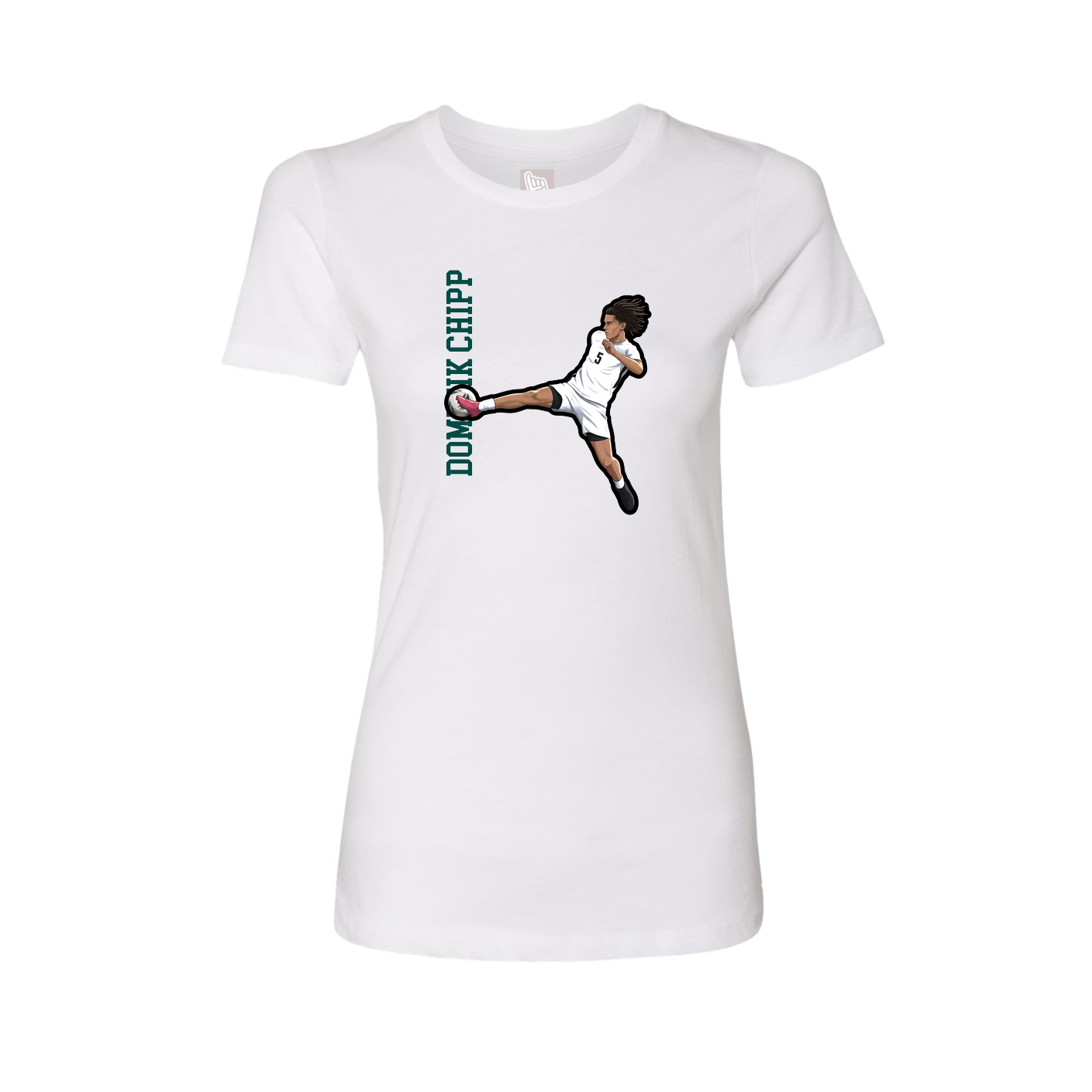 Fitted Women's Tee — Name Vertical in White