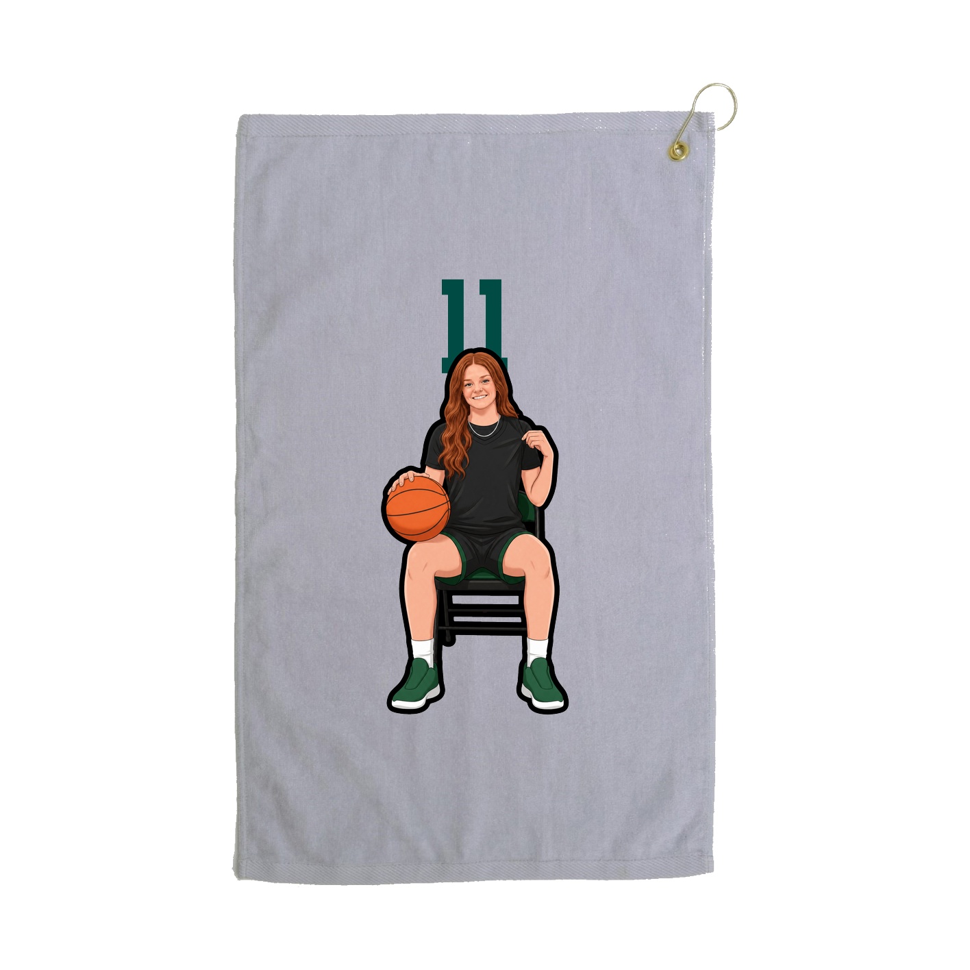 Golf Towel — Number Top in Grey