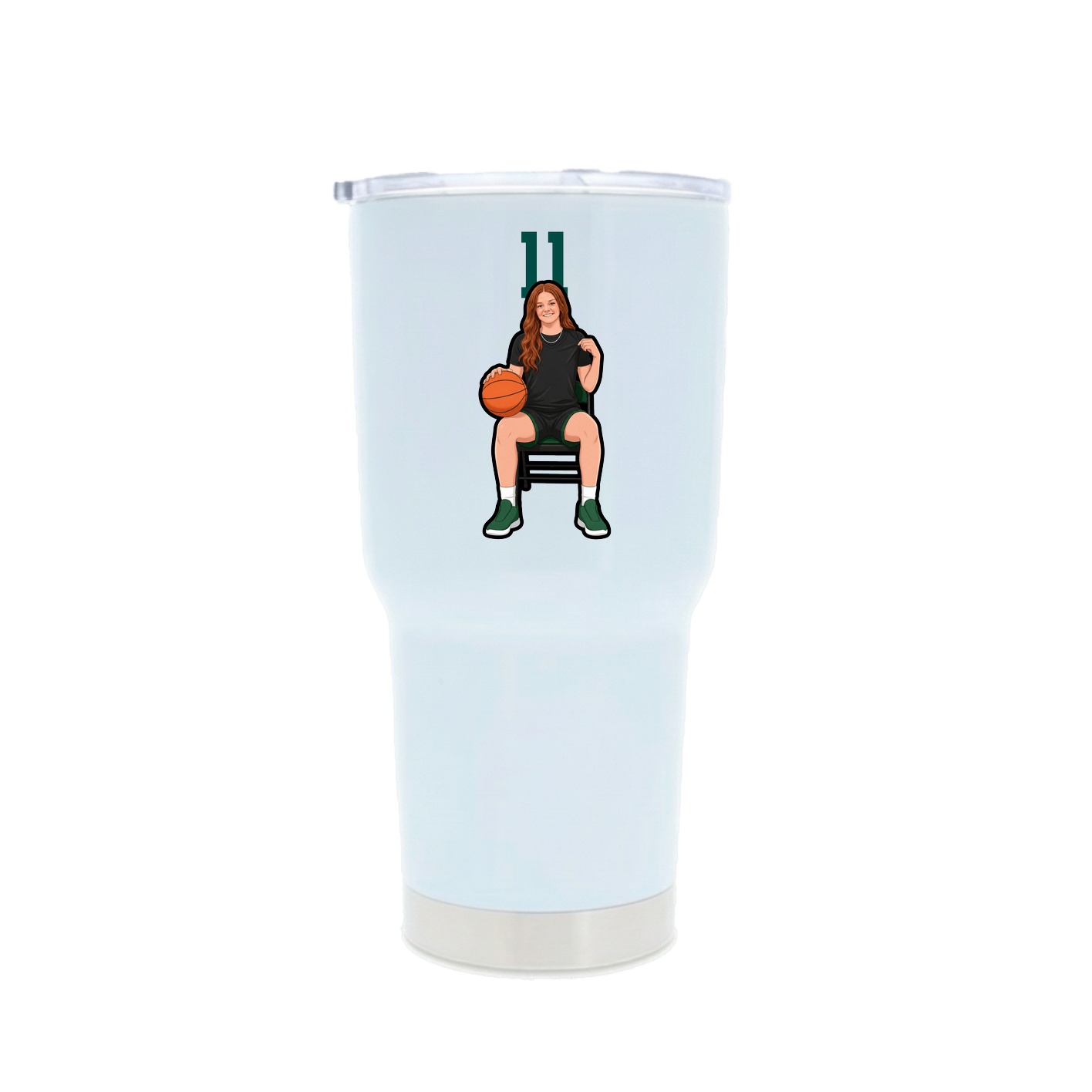 30oz Stainless Steel Tumbler — Number Top in White