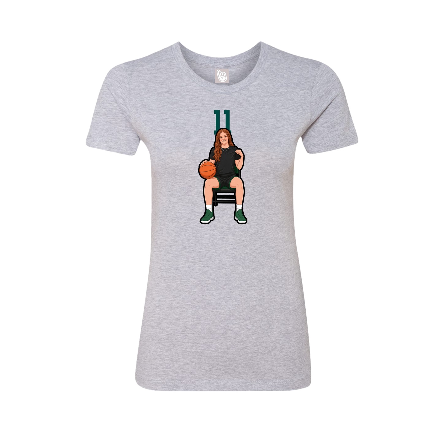 Fitted Women's Tee — Number Top in Grey