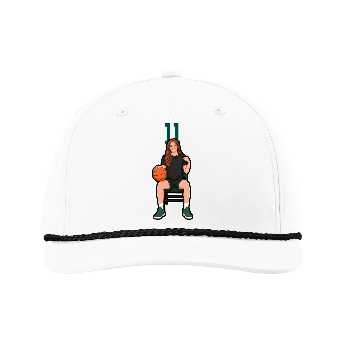 Five-Panel Classic Rope Cap — Number Top in White