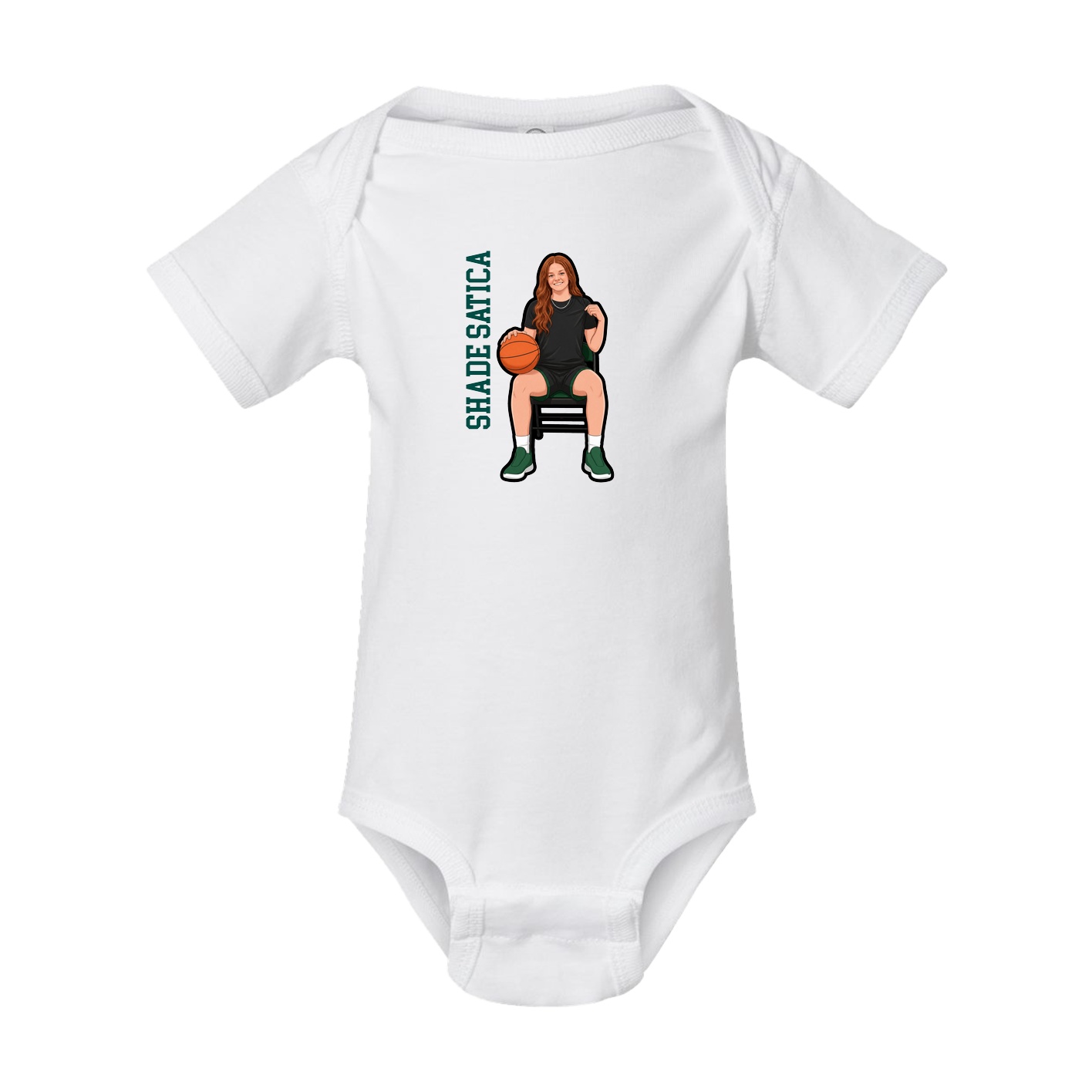Baby Onesie — Name Vertical in White