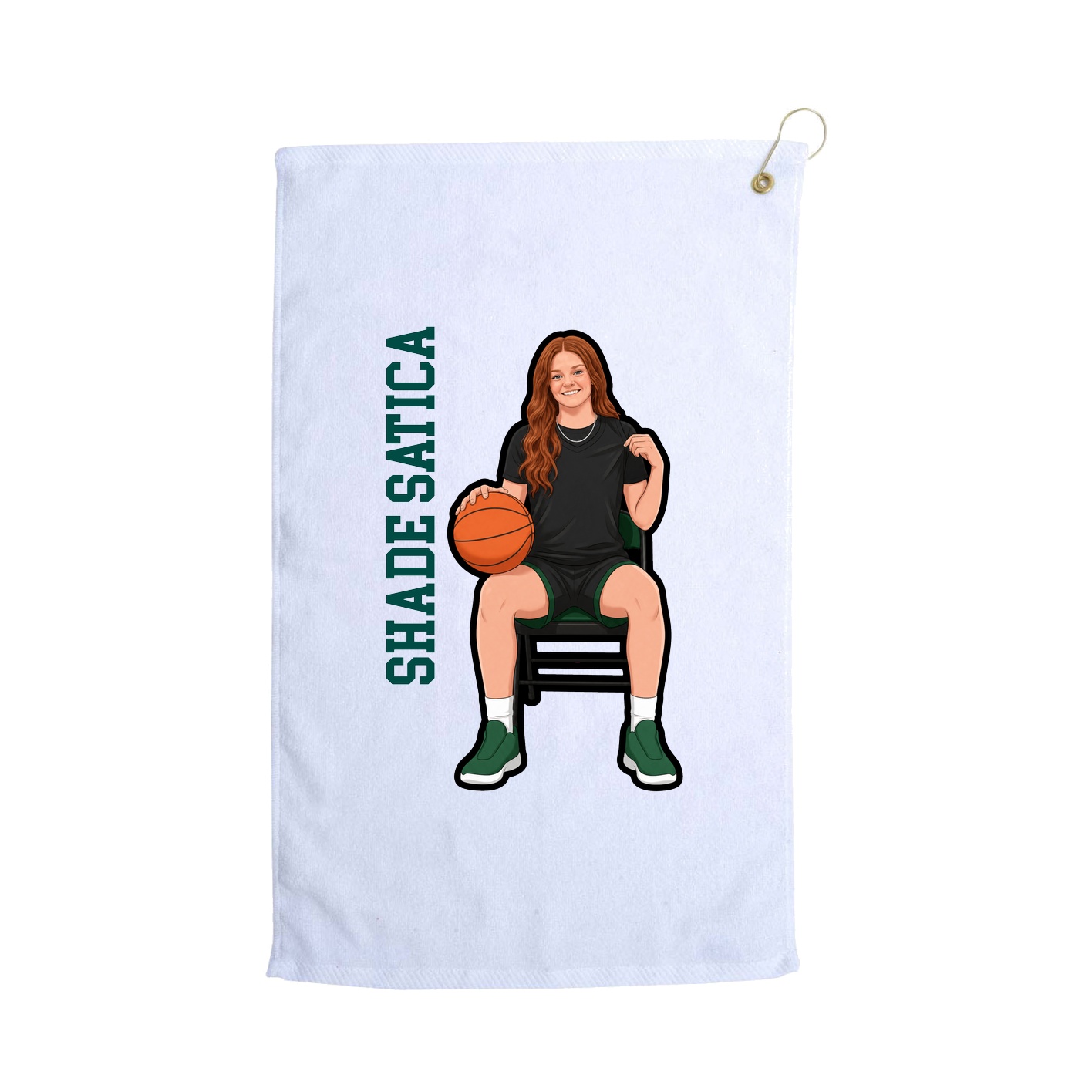 Golf Towel — Name Vertical in White