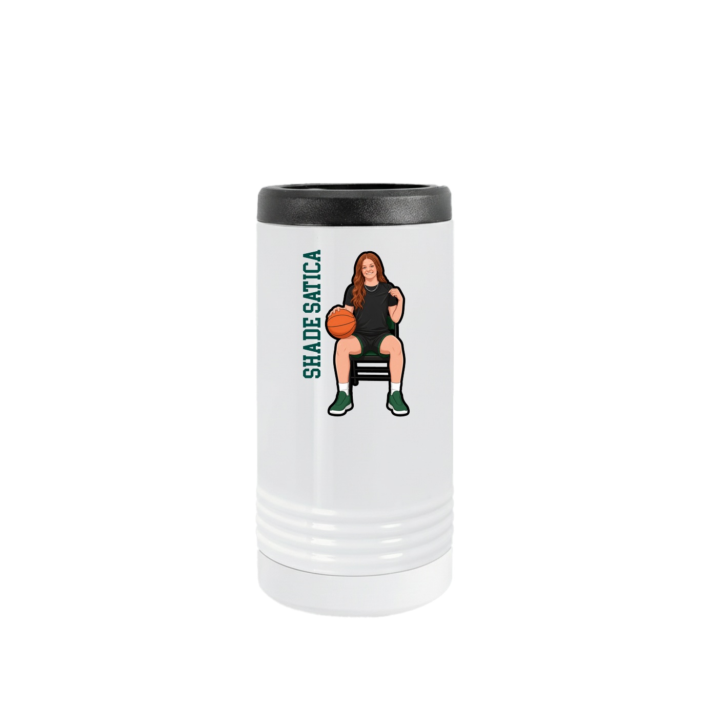 Slim Beverage Holder — Name Vertical in White