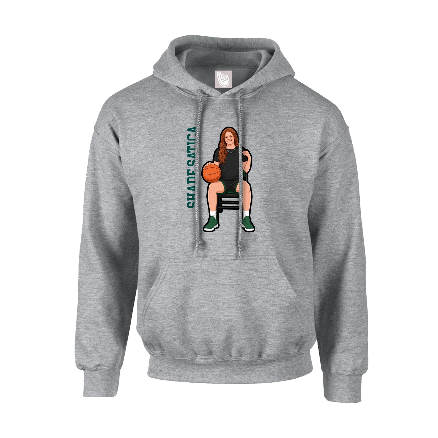 Youth Hoodie — Name Vertical in Grey