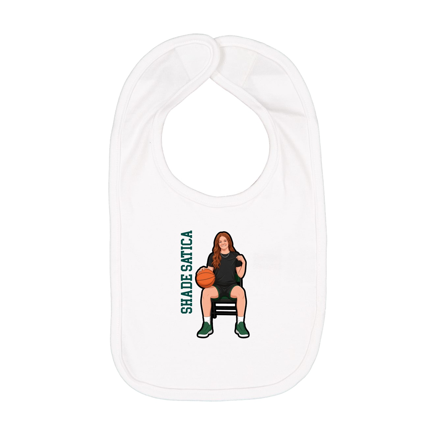 Infant Bib — Name Vertical in White