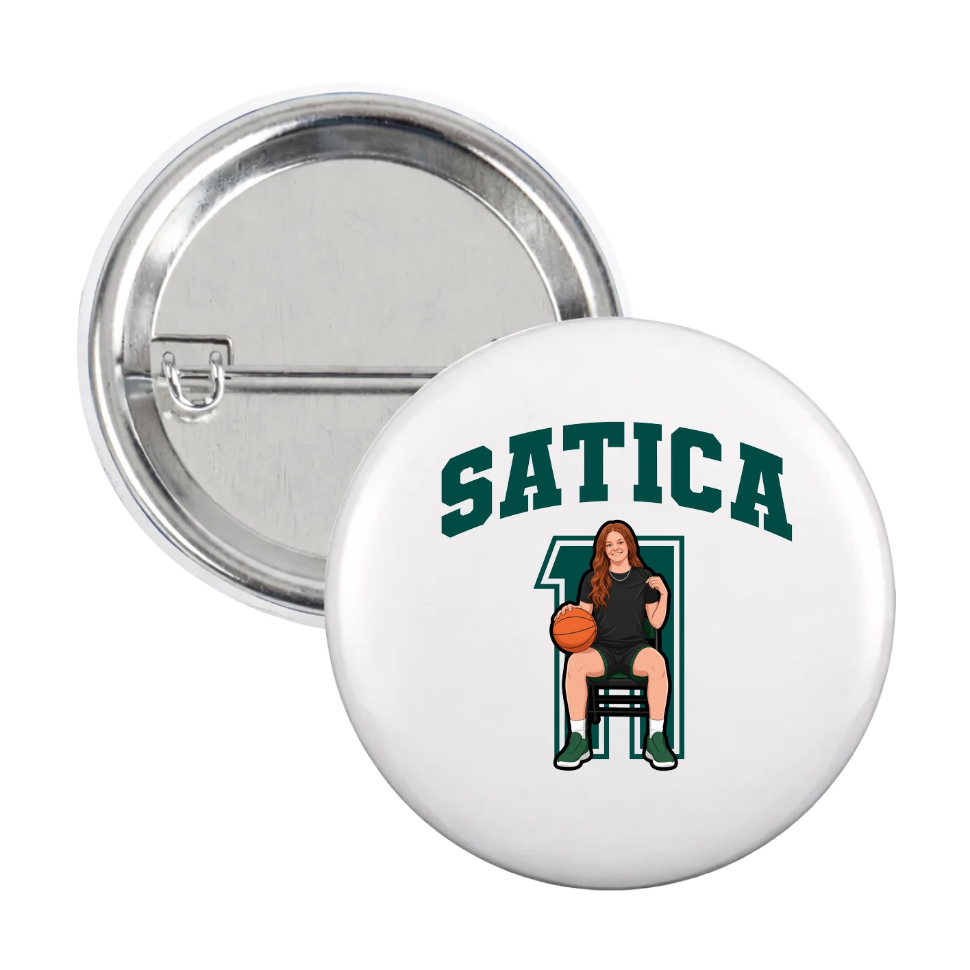 Game Day Button — Number in White