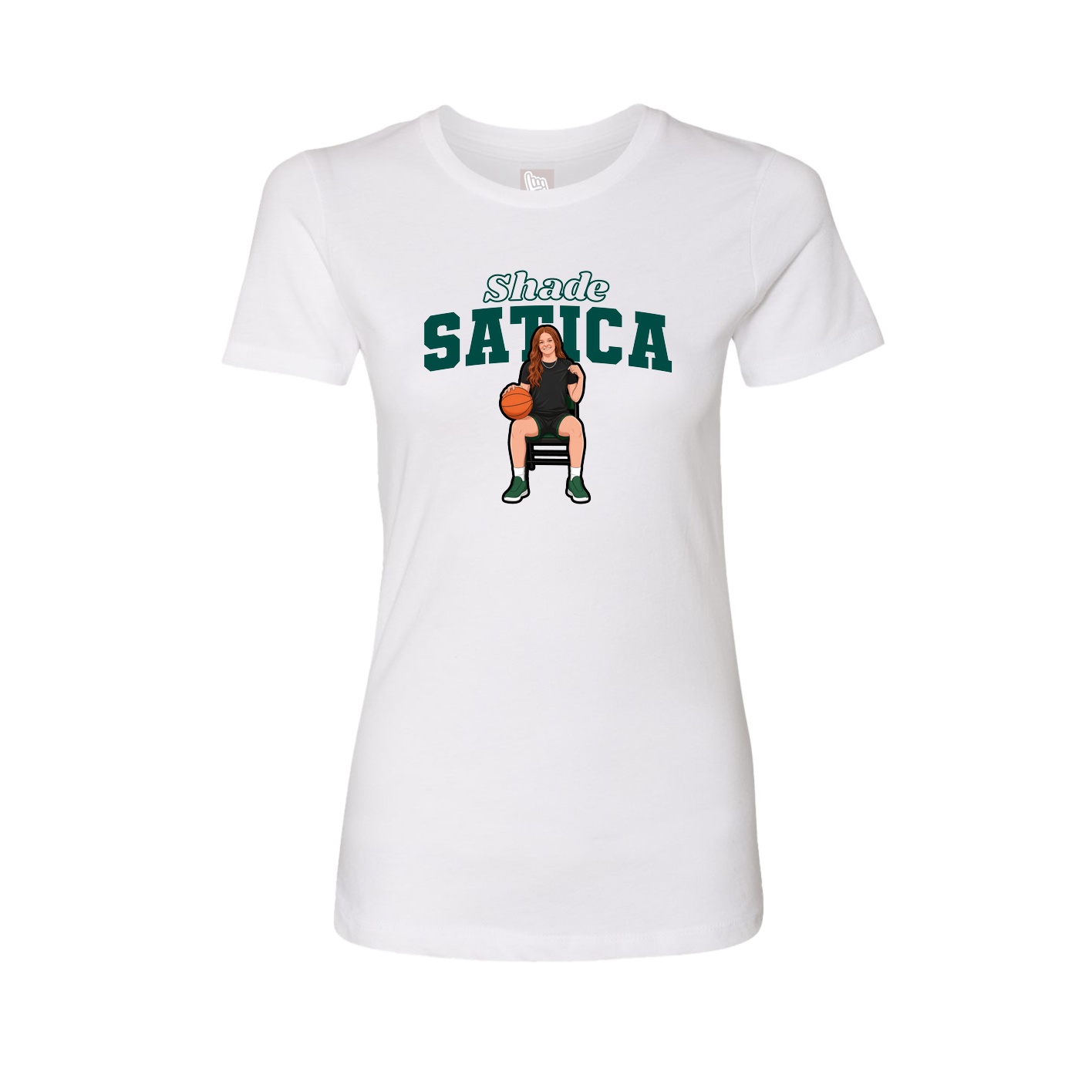 Fitted Women's Tee — Name Arch in White