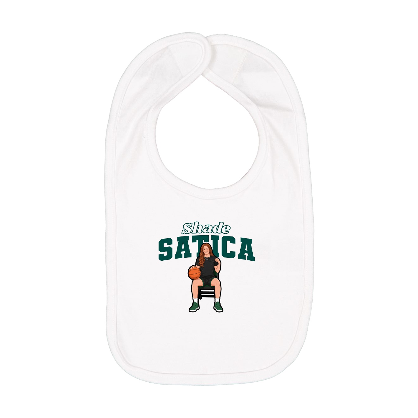 Infant Bib — Name Arch in White