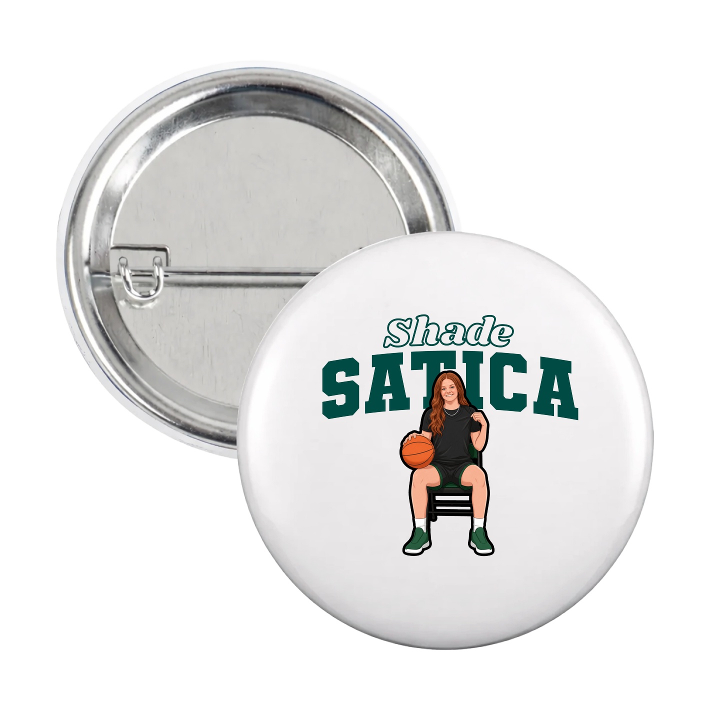 Game Day Button — Name Arch in White