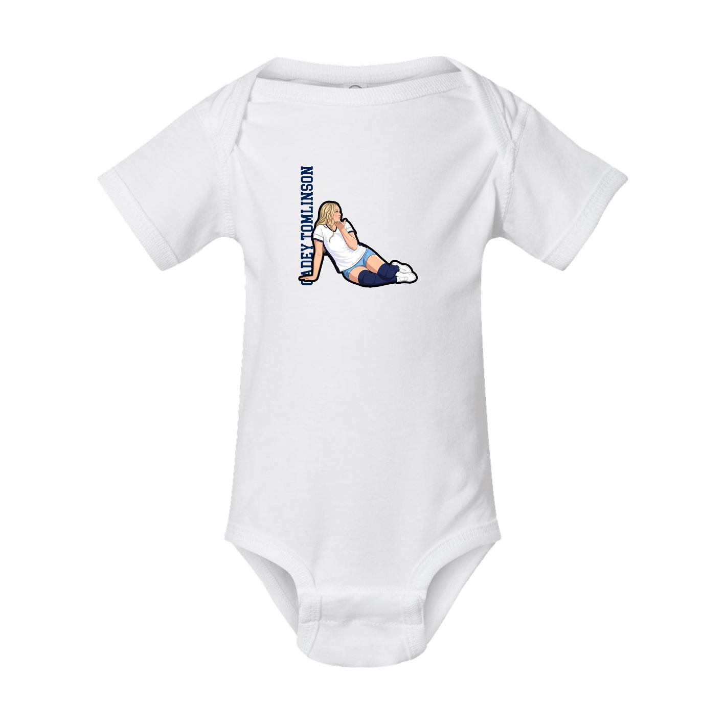 Baby Onesie — Name Vertical in White