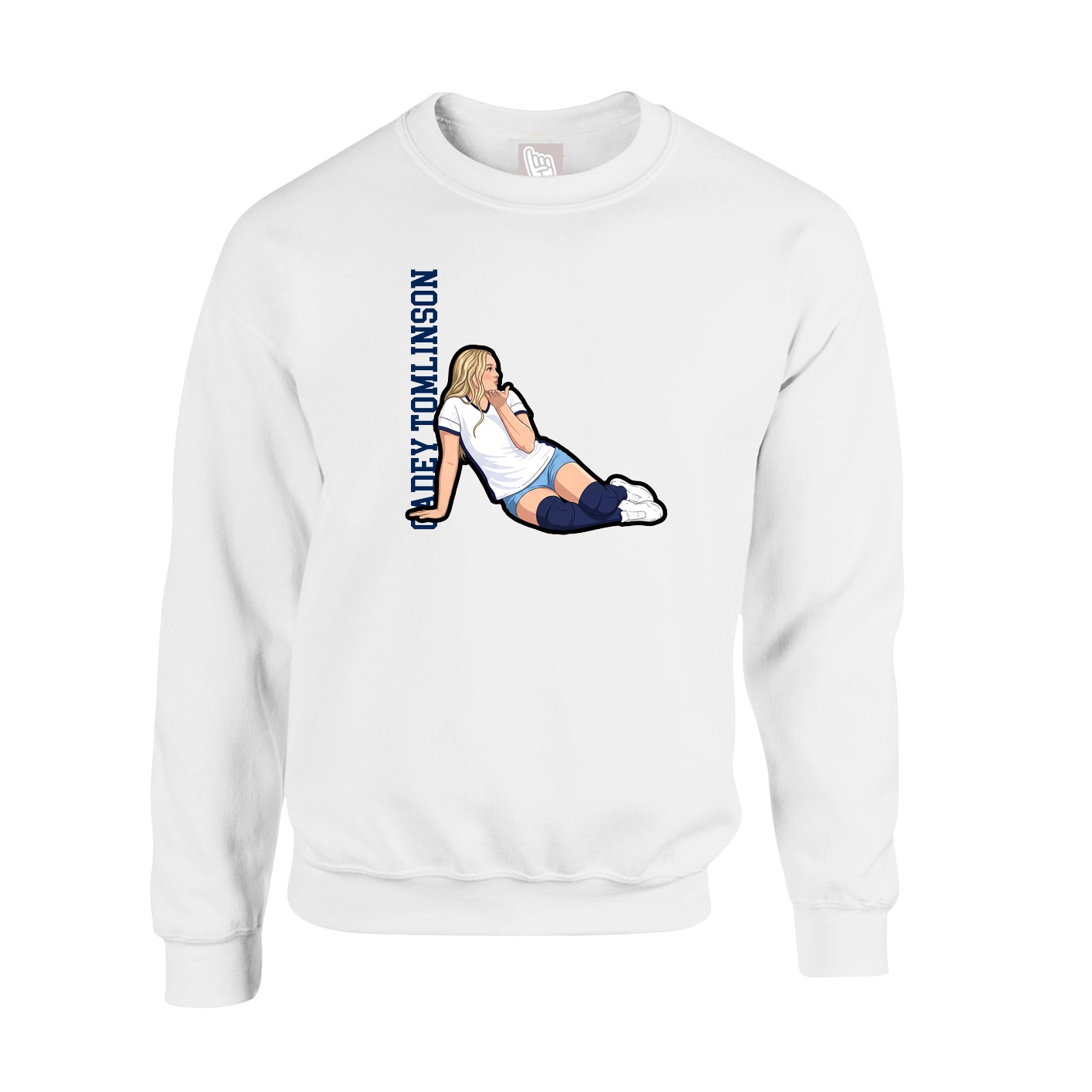 Fleece Crew — Name Vertical in White