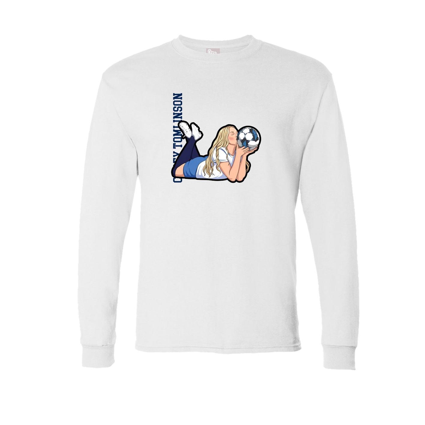 Long Sleeve Tee — Name Vertical in White