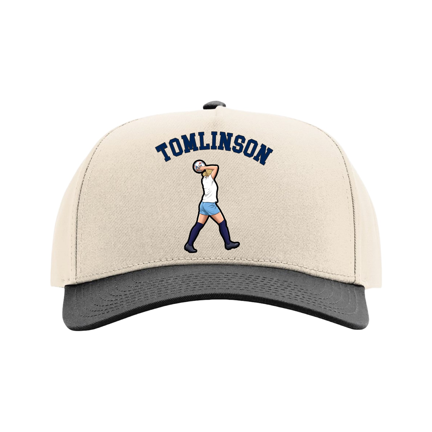 Full Fabric Five-Panel Champ Cap — Shirsey Arch in Cream/Black