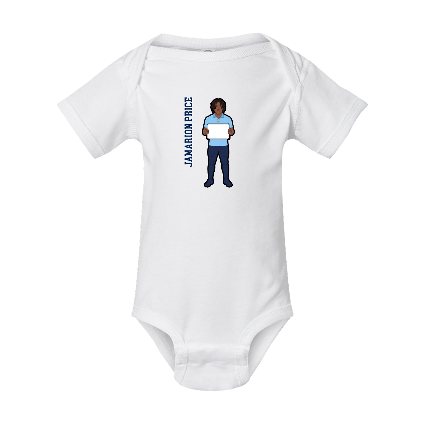 Baby Onesie — Name Vertical in White