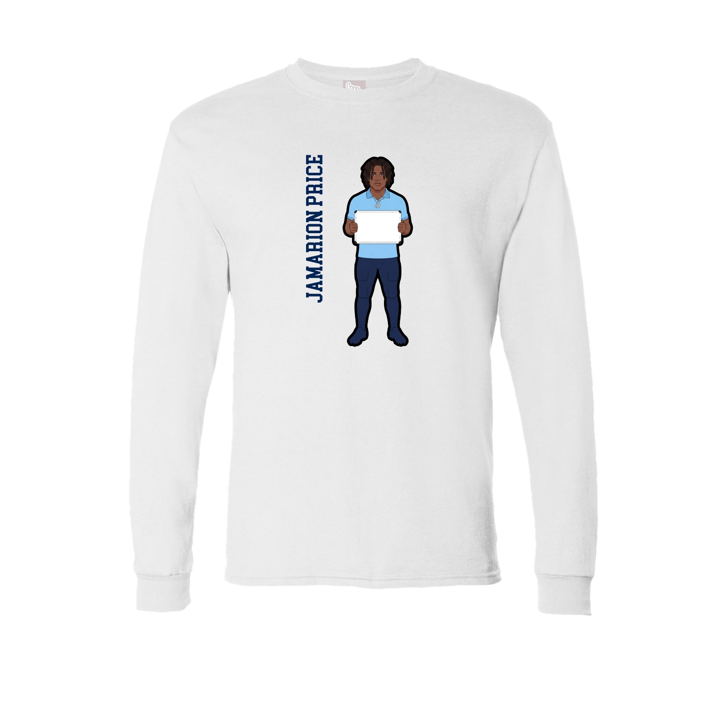 Long Sleeve Tee — Name Vertical in White