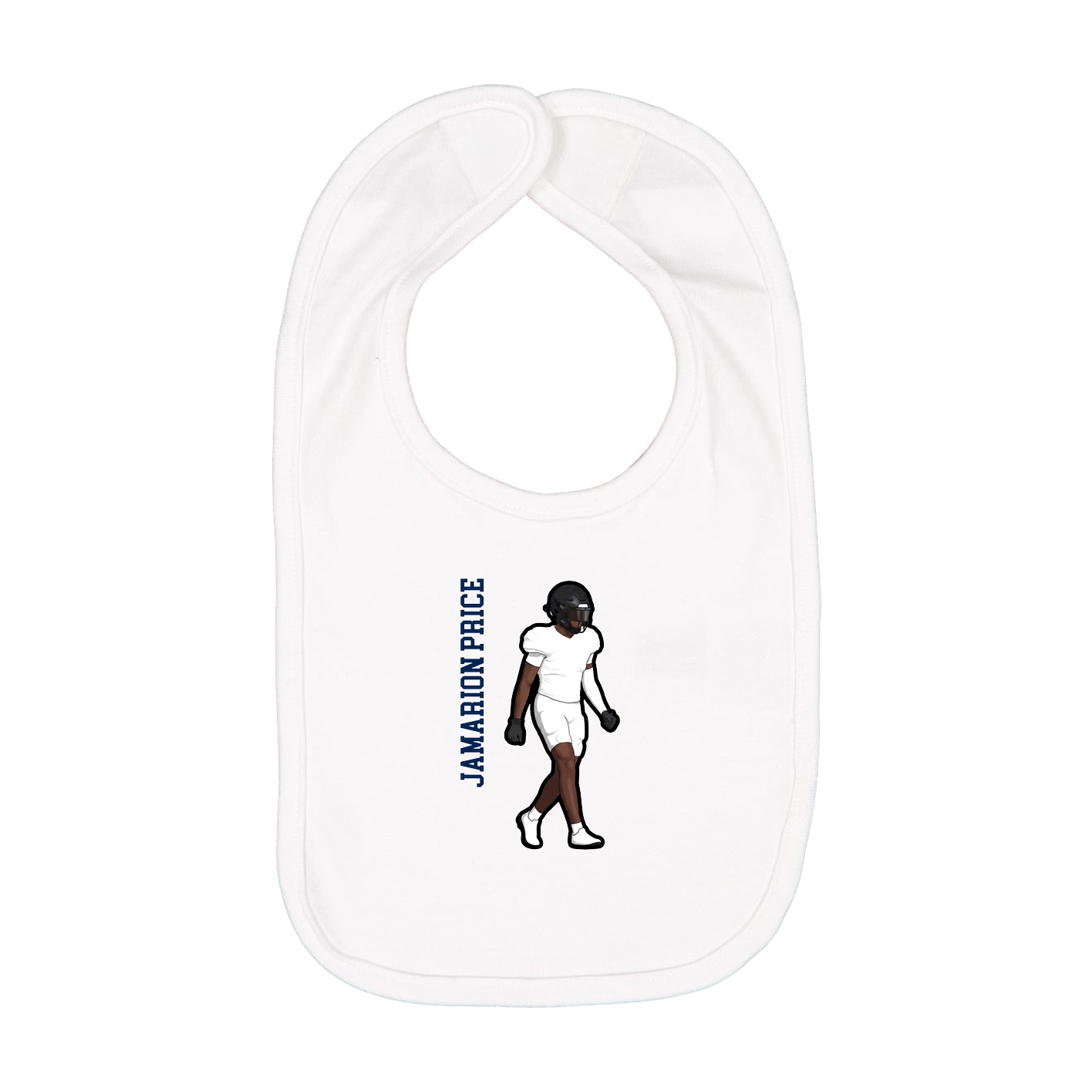 Infant Bib — Name Vertical in White