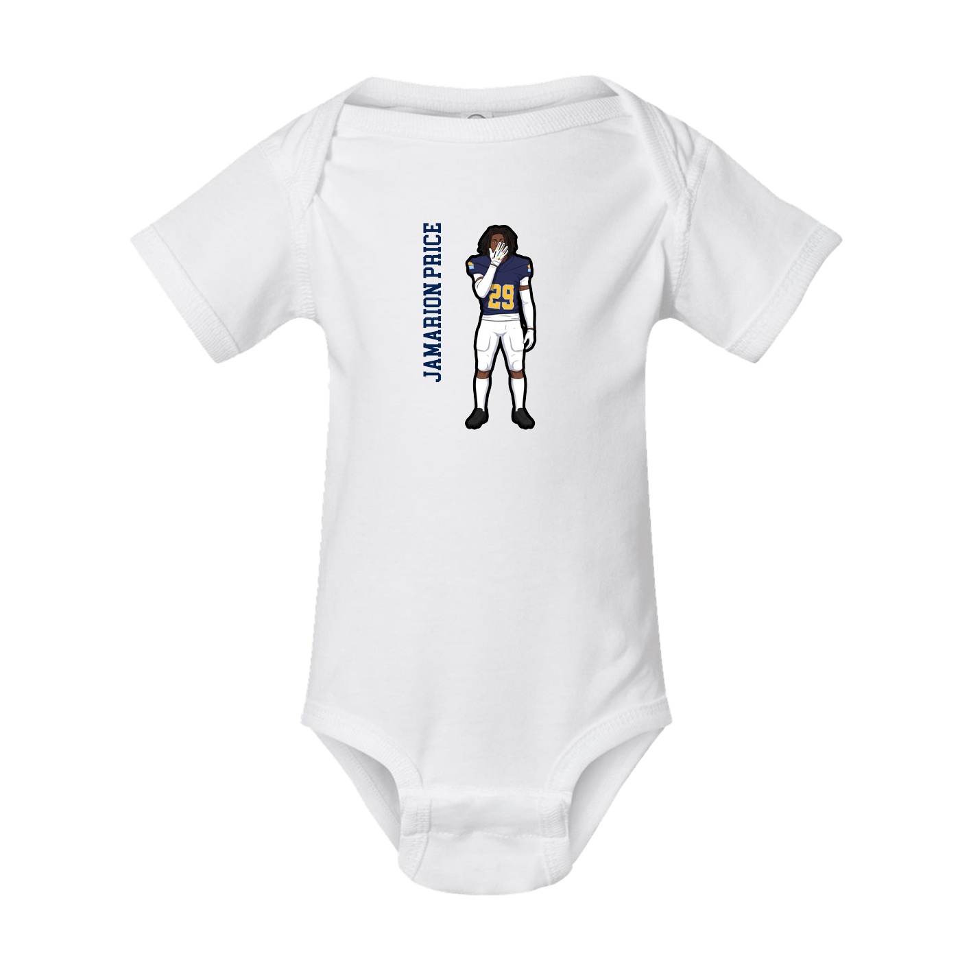 Baby Onesie — Name Vertical in White