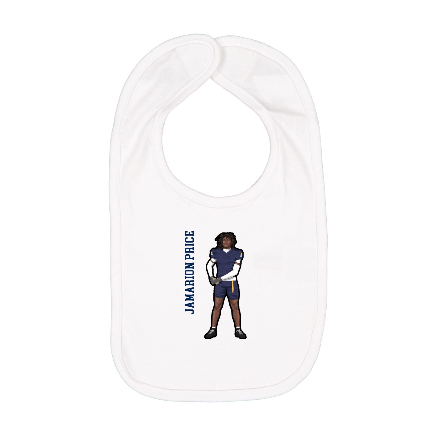 Infant Bib — Name Vertical in White